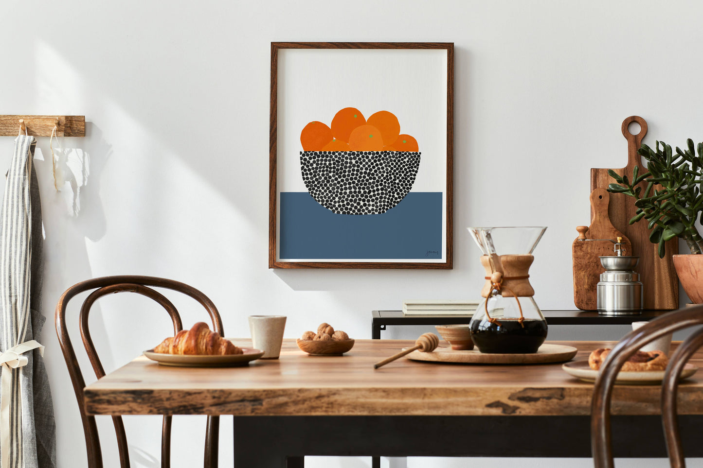 Fruit Bowl with Oranges Print. Signed. Framed