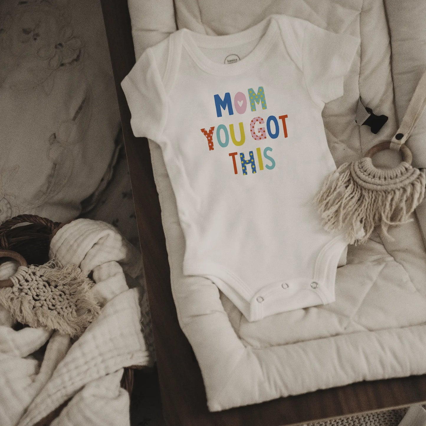 Baby graphic organic onesie | mom you got this Finn + Emma