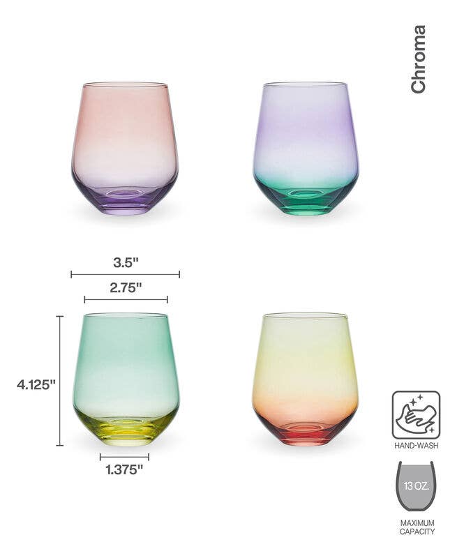 Mikasa Chroma 13Oz Stemless Wine S4 Fitz and Floyd® Mikasa® Pfaltzgraff®