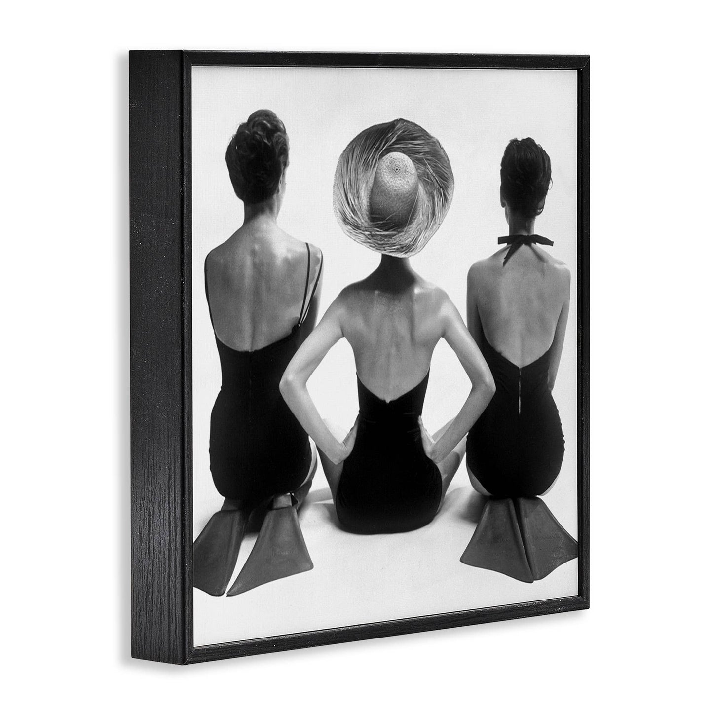 Women Sitting Beach Monochrome Flippers Framed Giclee Fall