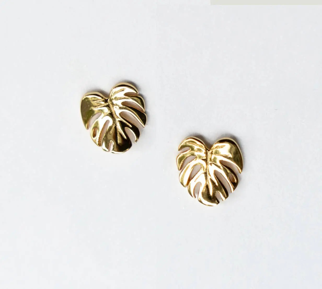 Monstera Earring Studs - 18k Gold, Plant Earrings Happily Plants