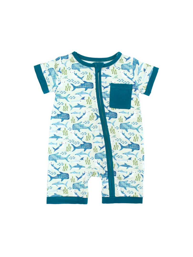 Shark Friends Bamboo Baby Shortie Romper Jumpsuit