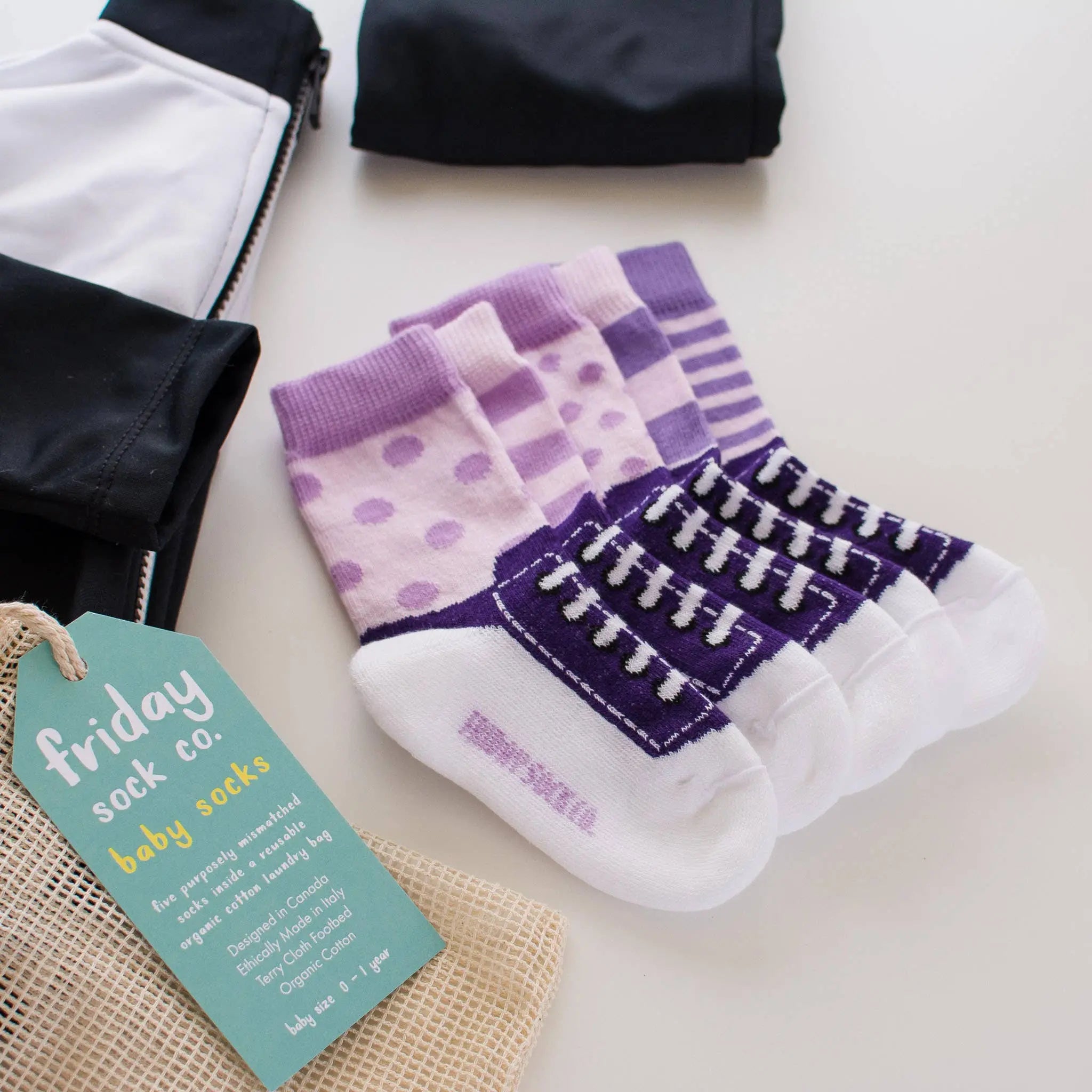 Baby Purple & Lilac Sneaker Socks Friday Sock Co.