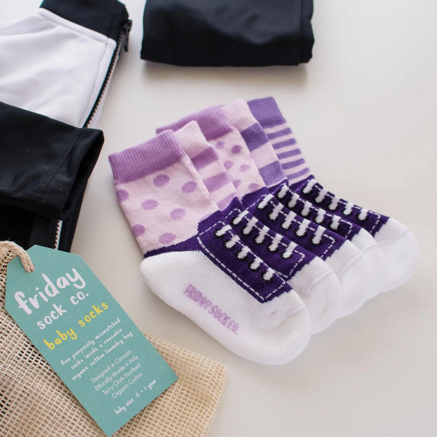 Baby Purple & Lilac Sneaker Socks Friday Sock Co.