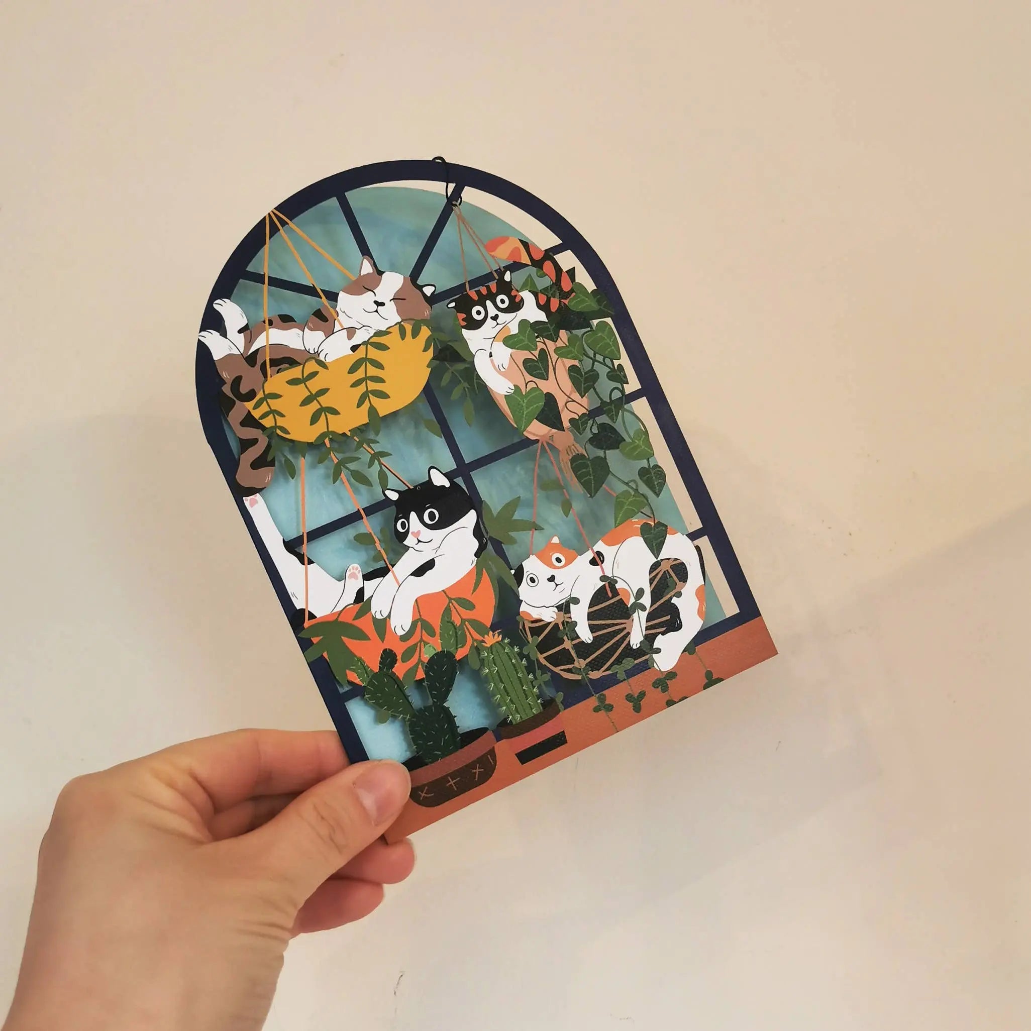 Cats in the Window Paper Cut Card Alljoy Design