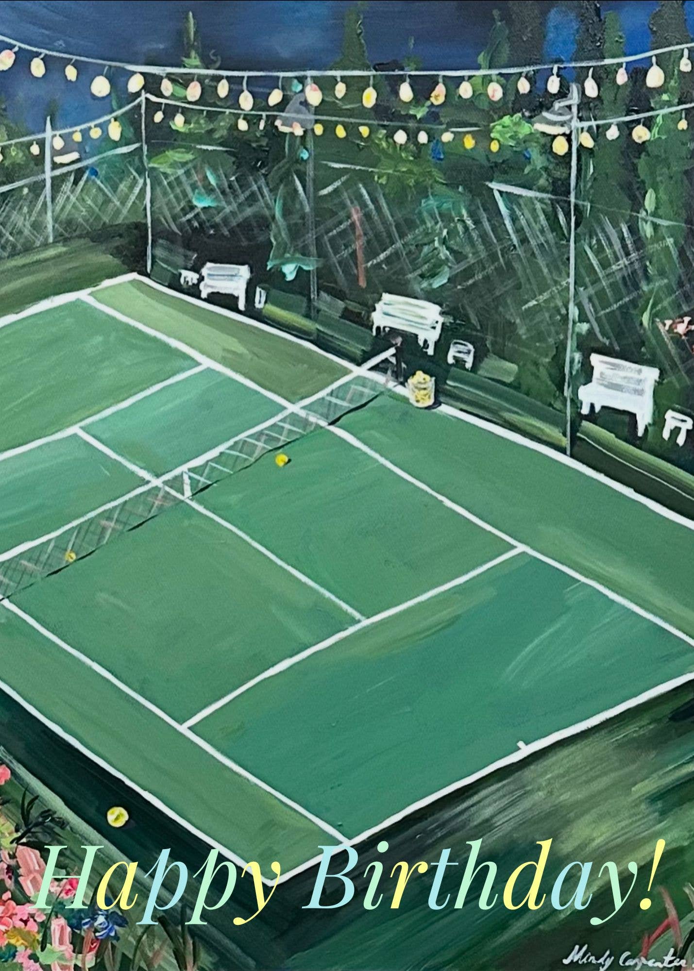 Birthday Night Tennis Greeting Card