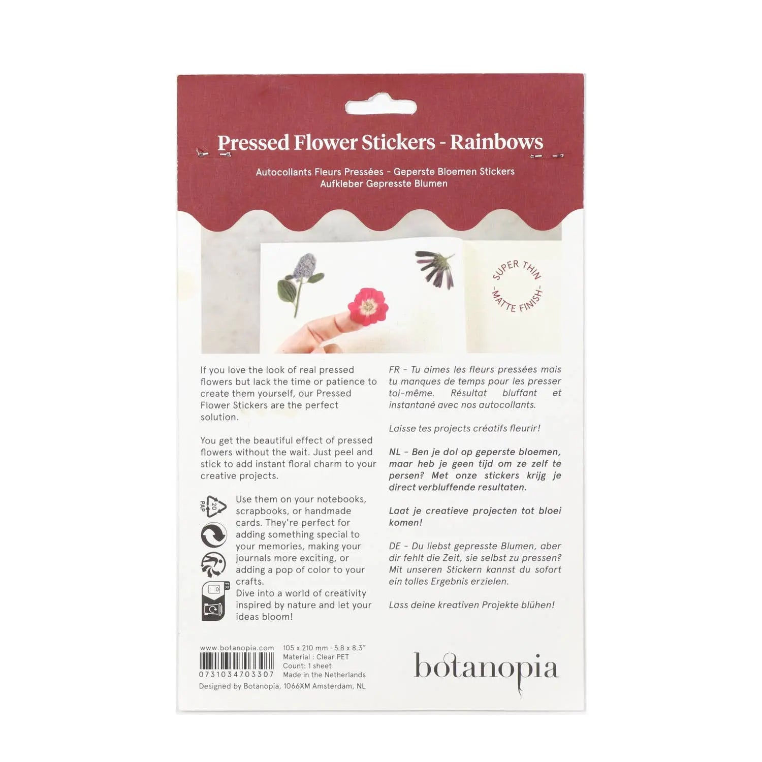 Pressed Flowers Sticker Sheet Botanopia USA - gifts , decor and cards for plant lovers