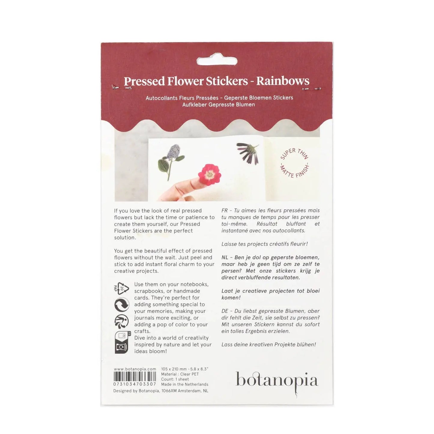 Pressed Flowers Sticker Sheet Botanopia USA - gifts , decor and cards for plant lovers