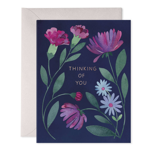 Purple Flowers Thinking of You Greeting Card E. Frances Paper