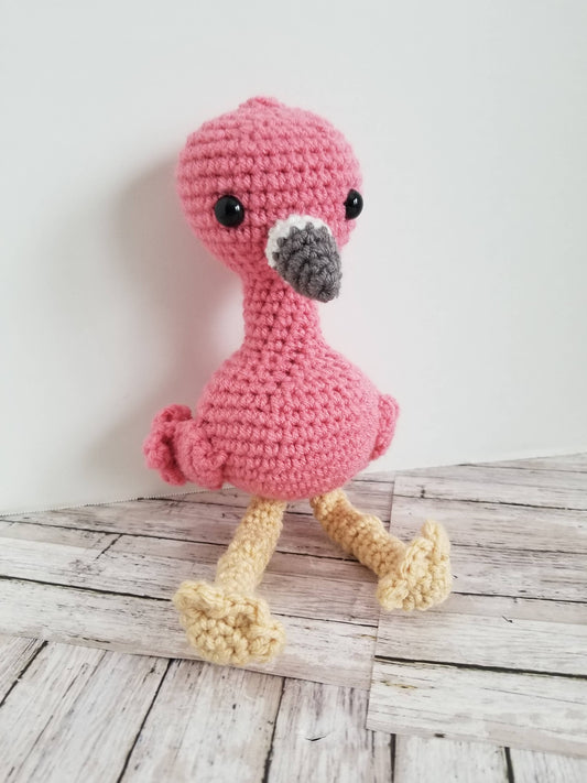Baby Flamingo Plush, Mini Crochet Stuffed Animal Amigurumi T