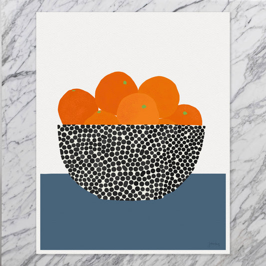 Fruit Bowl with Oranges Print. Signed. Framed