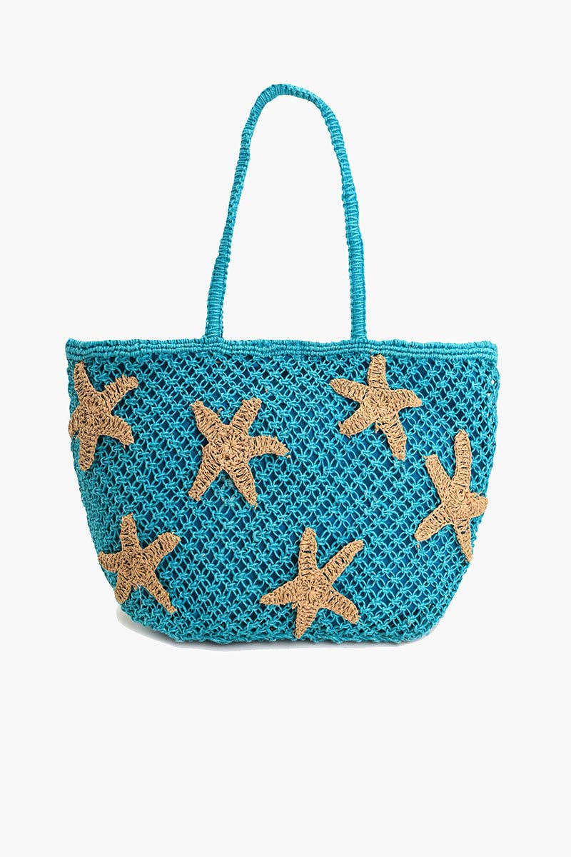 Starry Shores Beaded Macrame Tote