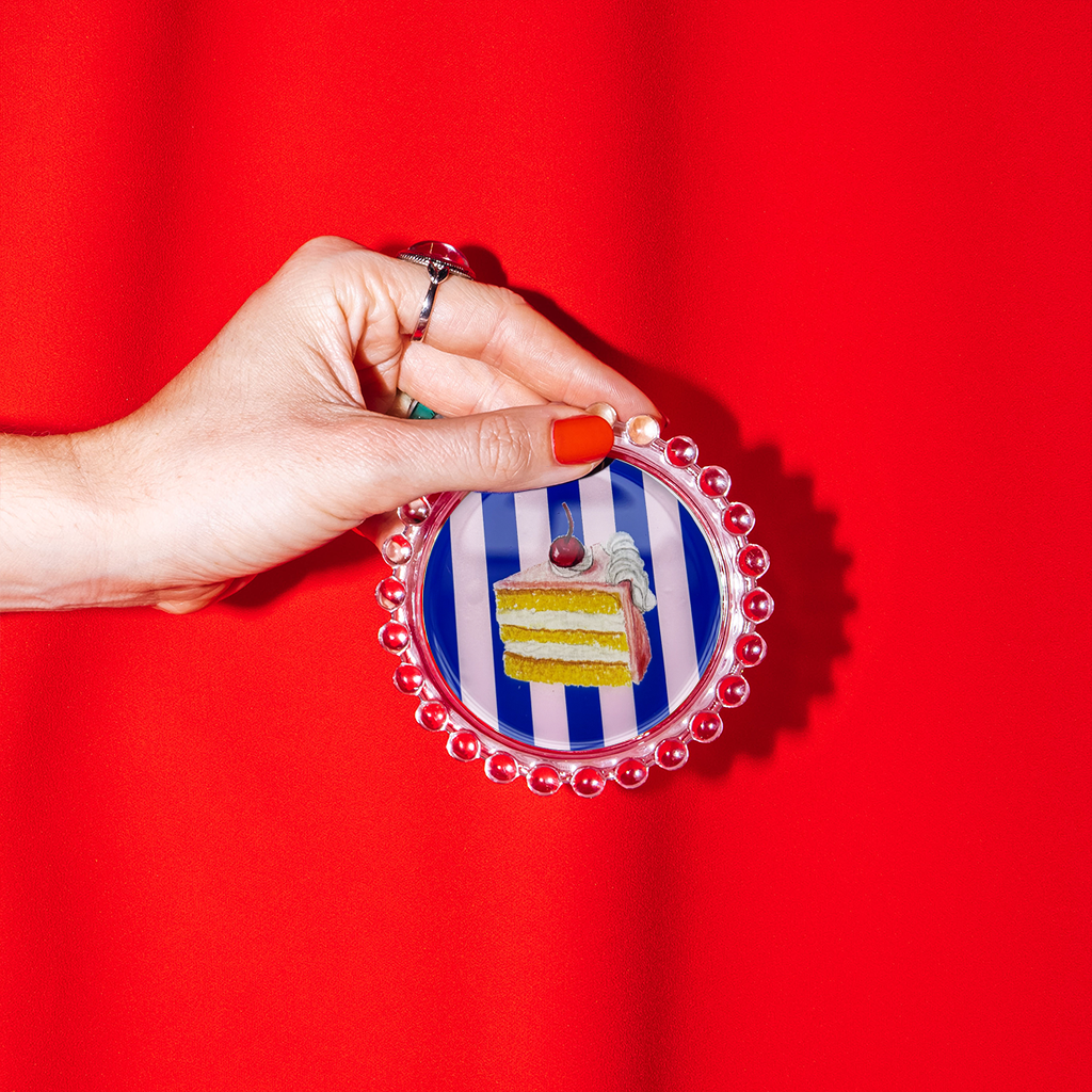 Striped Birthday Cake Trinket Dish