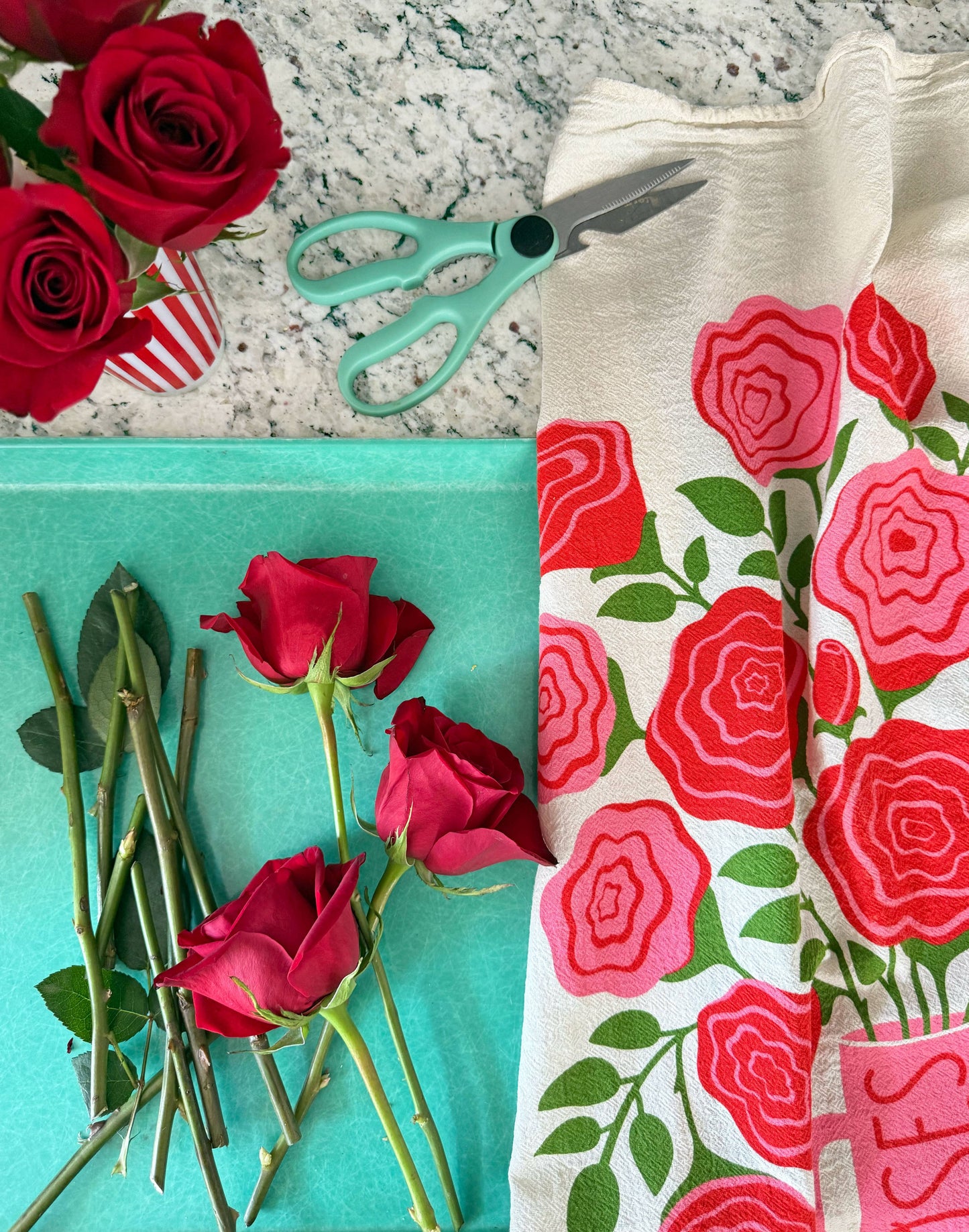 EDIBLE FLOWERS (Rose, Lilac, Marigold) - Tea Towel Set of 3