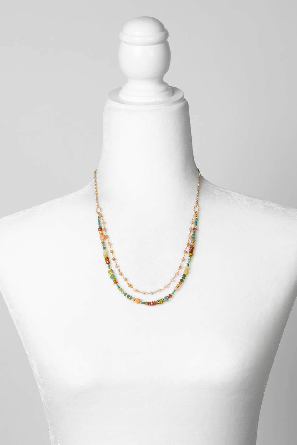 Mango Tango 24.5-26.5" Turquoise, Red Jasper, Amazonite Multistrand Necklace