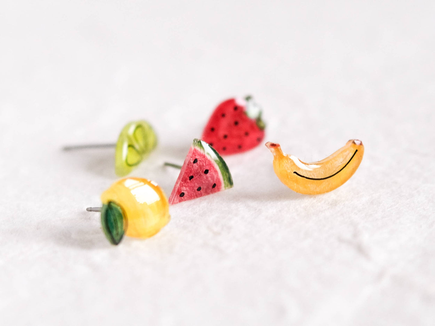 Mini Fruit Stud Earrings - Set of 5 Mix and Match