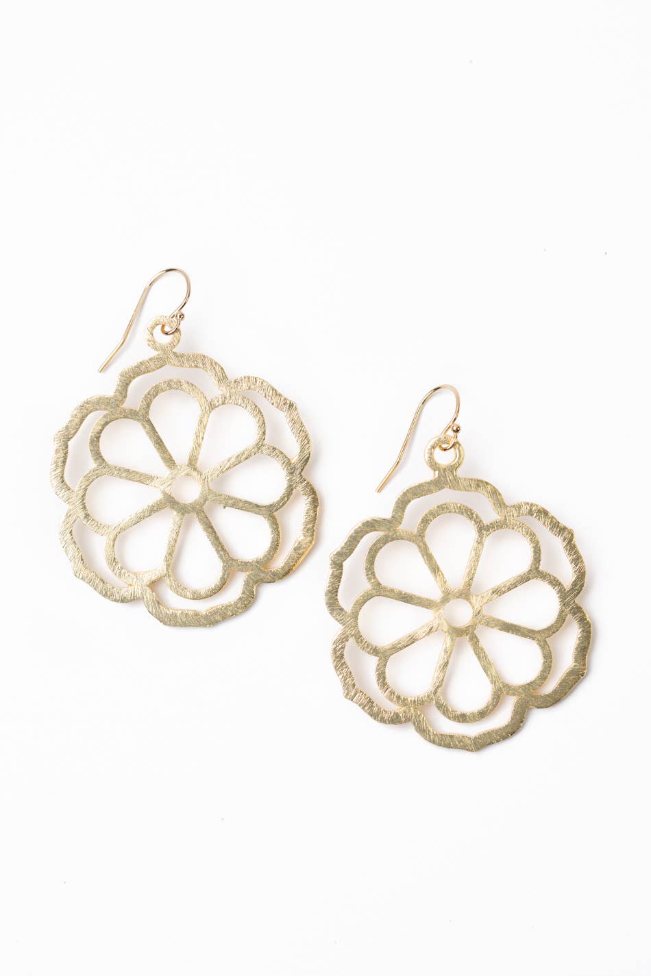 Flower Simple Earrings Brushed Gold