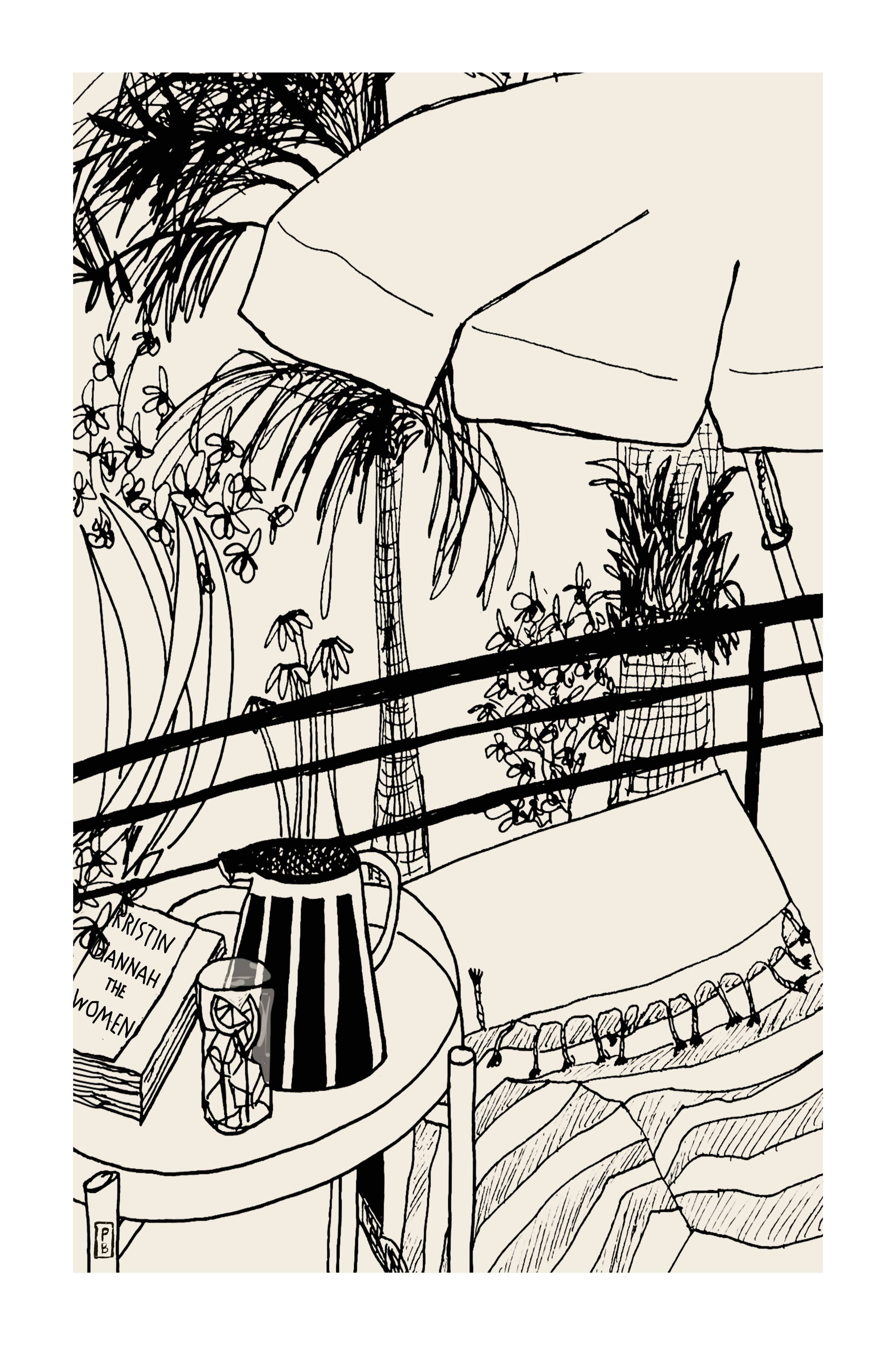 Beach Scene Print: Minimalist Line Art