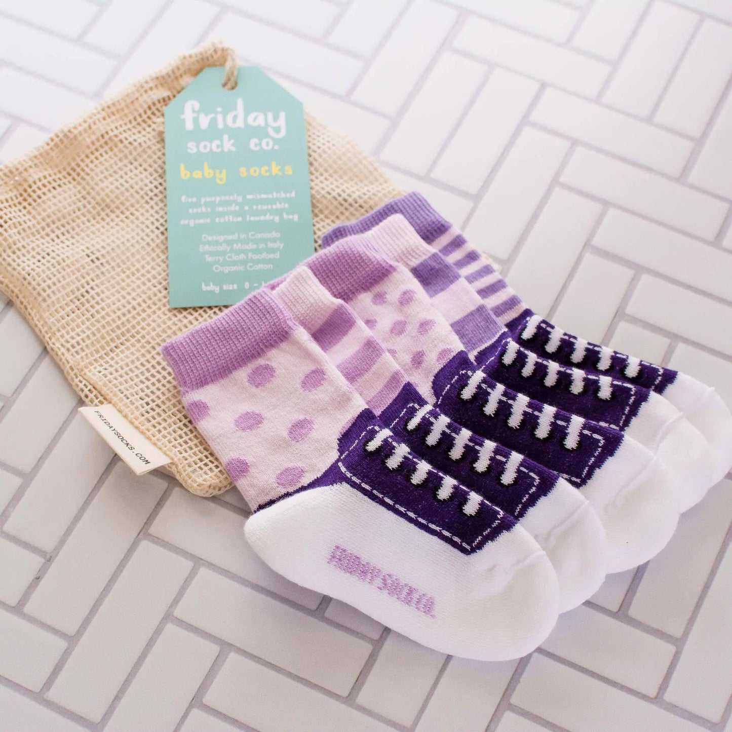 Baby Purple & Lilac Sneaker Socks Friday Sock Co.