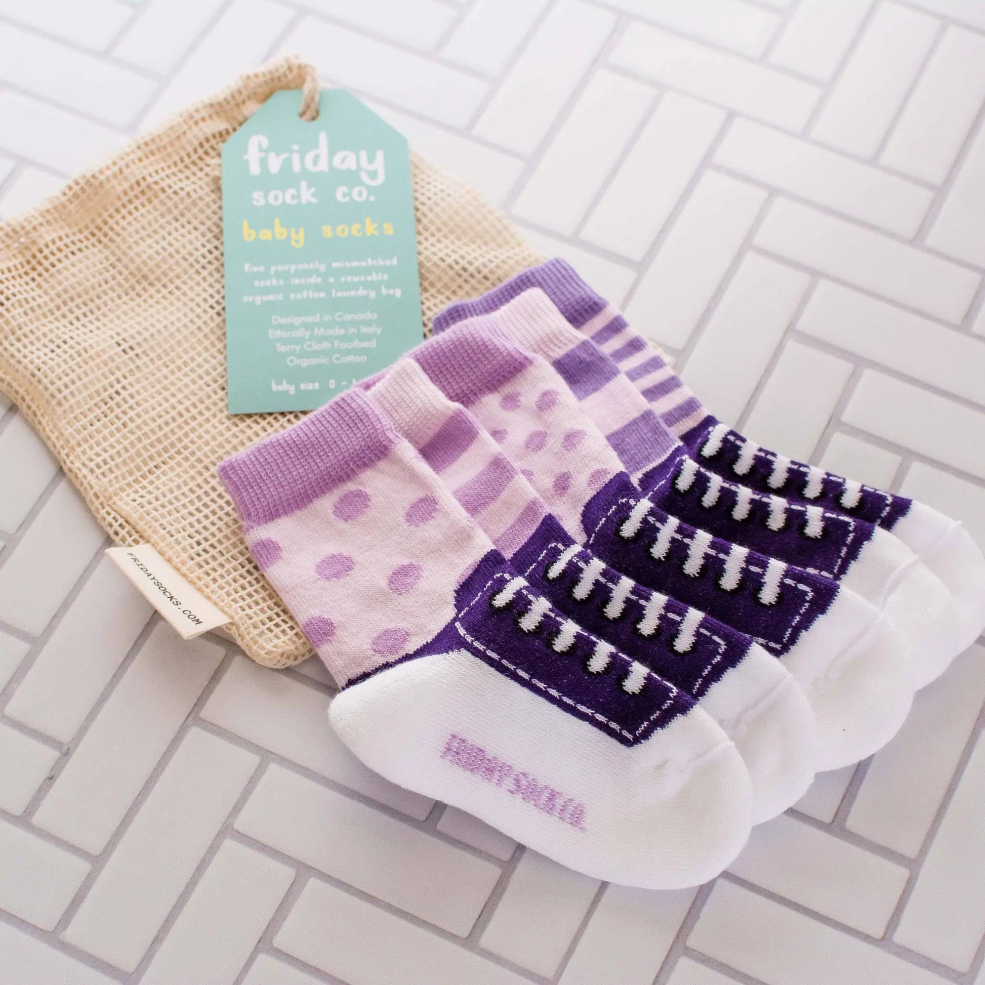 Baby Purple & Lilac Sneaker Socks Friday Sock Co.