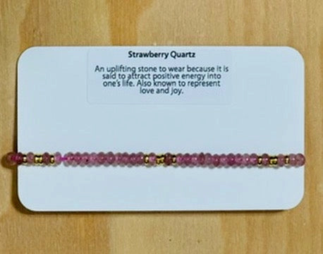 Strawberry Quartz Linea Beaded Stretch Bracelet Santore Jewelry