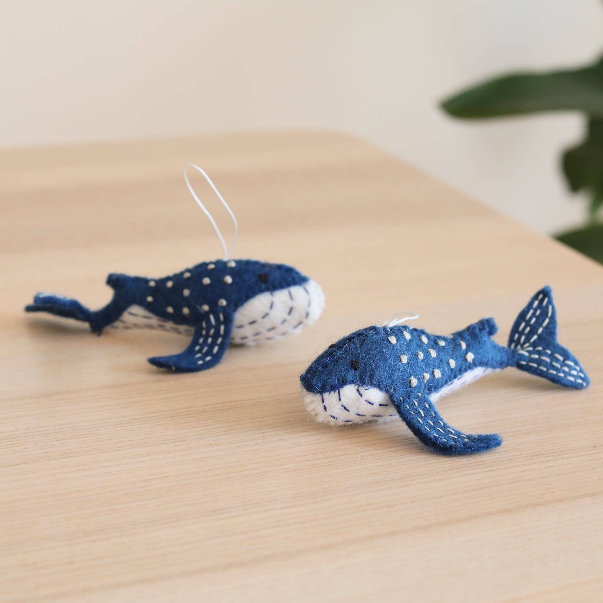 Blue Minke Whale Felt Ornament Ganapati
