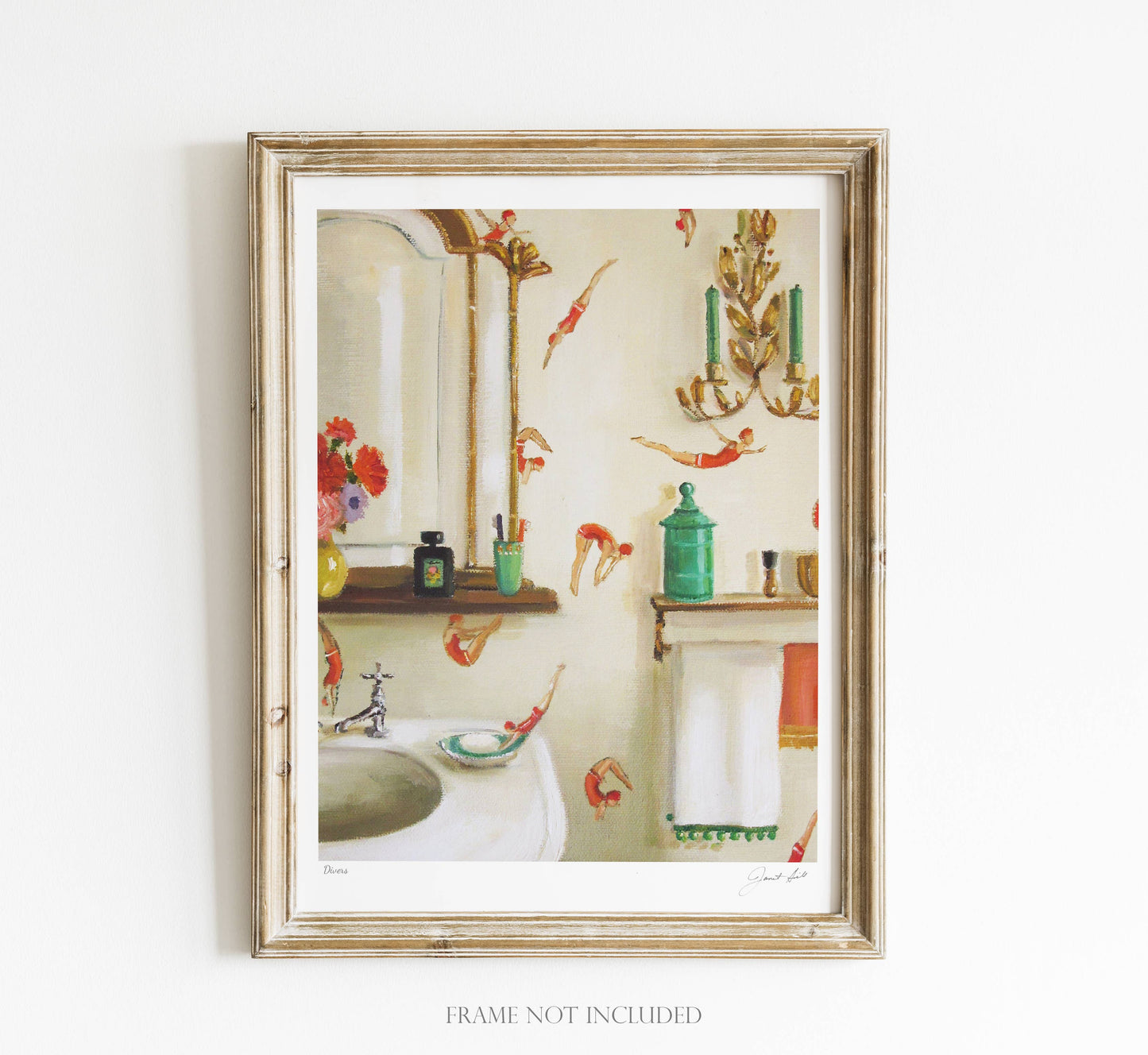 Divers Art Print - 8.5" X 11" framed