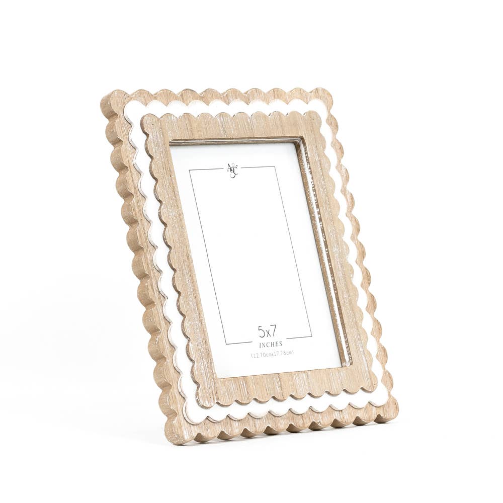 Wood photo frame (SCALLOP) 5x7 photo Devanie At Home (Formerly Adams & Co.)